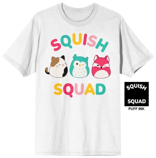 SQUISH MALLOWS - Squish Squad with Puff Ink on White Juniors Tee PPK (XS-1,S-2,M-2 L-2,XL-1)