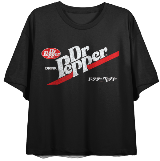 DR PEPPER - Horizontal Logo Junior Black Crop Top