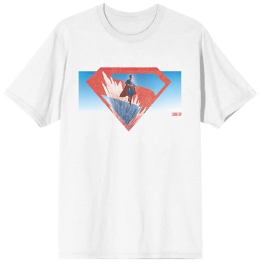 Superman Movie 2025 Logo Look Up Fortress of Solitude Adult White T-Shirt