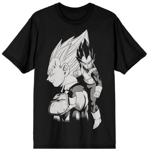 Dragon Ball - Vegeta Black And White Character Art Mens Black T-shirt