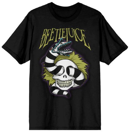 BEETLEJUICE - Beetlejuice Skull and Sandworm Adult Black Tee