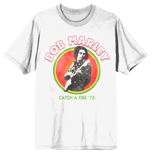 BOB MARLEY - Catch a Fire 73 Music Roster Mens White Tee