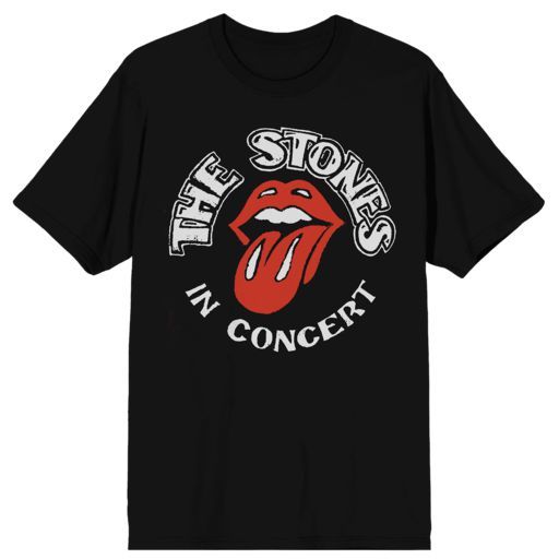 ROLLING STONES - Music Roster Tongue In Concert Mens Black Tee