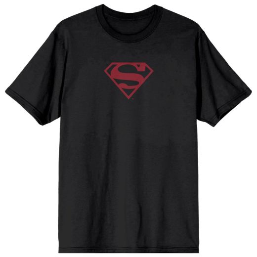 Superman Red Logo Comic Style Back Hit Adult Black T-Shirt