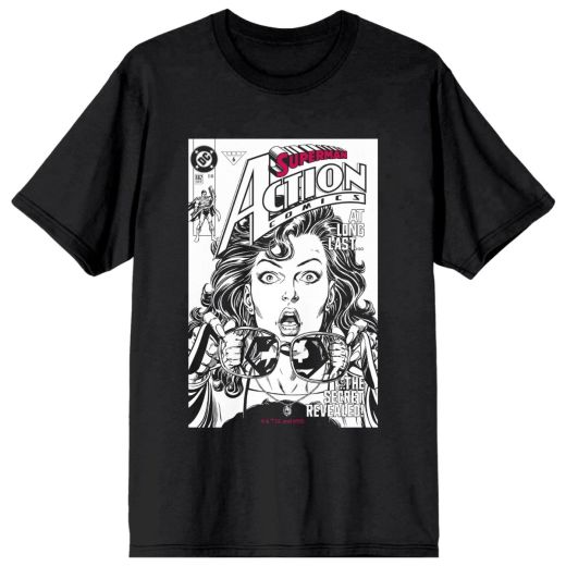 Superman Comic Style Adult Black T-Shirt
