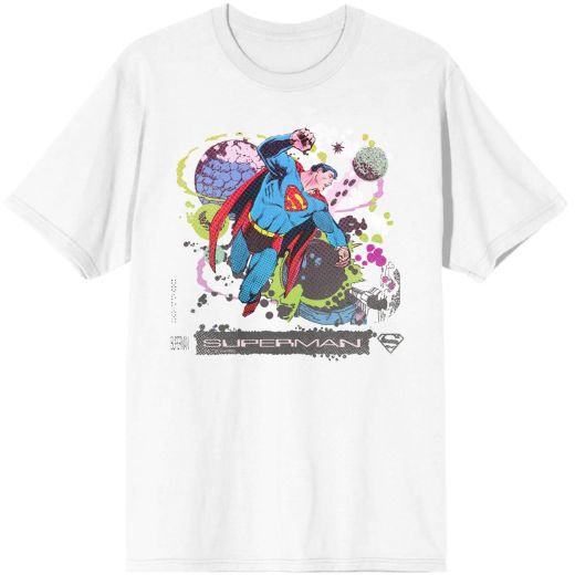 Superman Comic Style Graphic Adult White t-Shirt