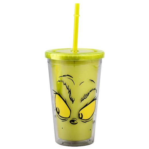 The Grinch Face 16 Oz Cup With Straw