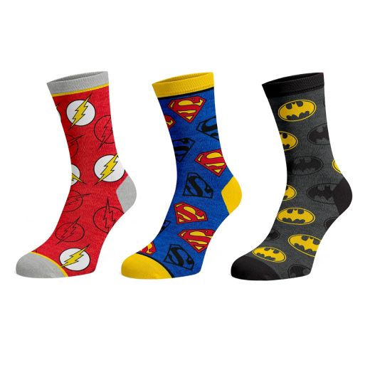 DC Comics Justice League Logos 3 Pack Crew Socks