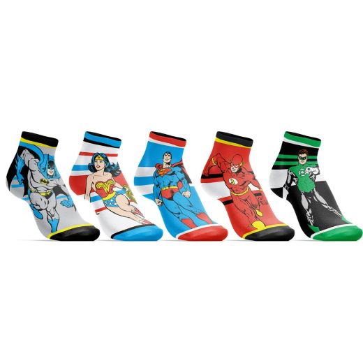 Justice League Character Juniors Ankle Socks 5 Pack