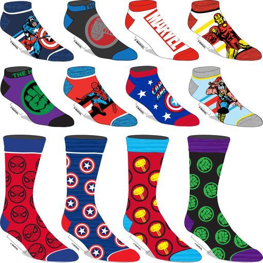 Marvel Themed Symbols 12 Days of Socks Gift Set