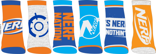 Nerf Nation Six Pack Kids Ankle Socks