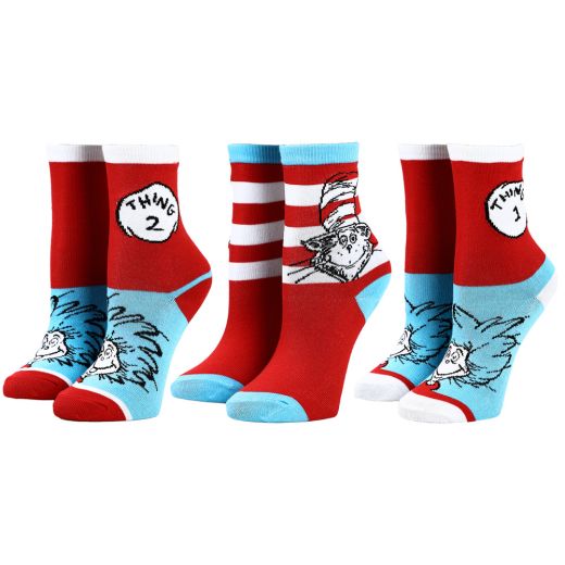 DR SEUSS - CAT IN THE HAT - 3 PACK CREW SOCK YOUTH SET